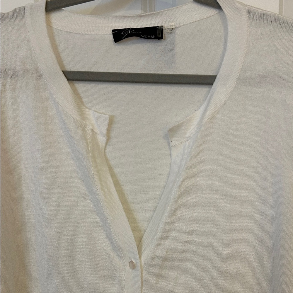 Lightweight White Button-Front Cardigan - Picture 3 of 6